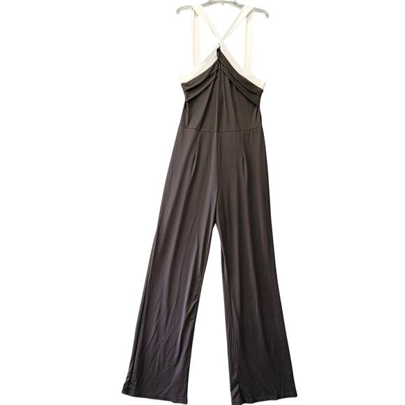 Celmia Collection Black White Pant Jumpsuit NEW Romper Stretch Womens Size L Zip - Picture 1 of 13